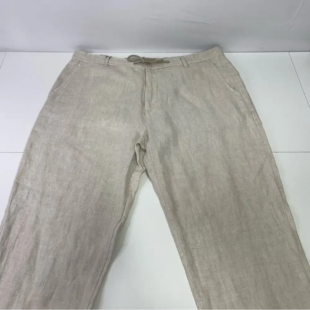 NWT Zara Light Tan Linen Chinos Size 36 G0137